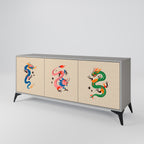 MYTHOLOGICAL CREATURES Aparador de 3 Puertas en Acabado Gris