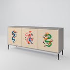 MYTHOLOGICAL CREATURES Aparador de 3 Puertas en Acabado Gris