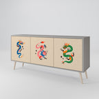 MYTHOLOGICAL CREATURES Aparador de 3 Puertas en Acabado Gris