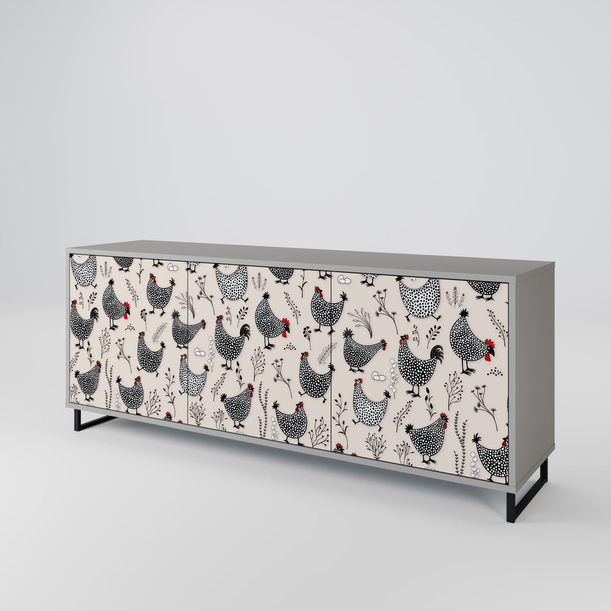 HAPPY HENS Aparador de 3 Puertas