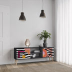 CHROMATIC ABSTRACT 2-Door TV Stand in Black Finish