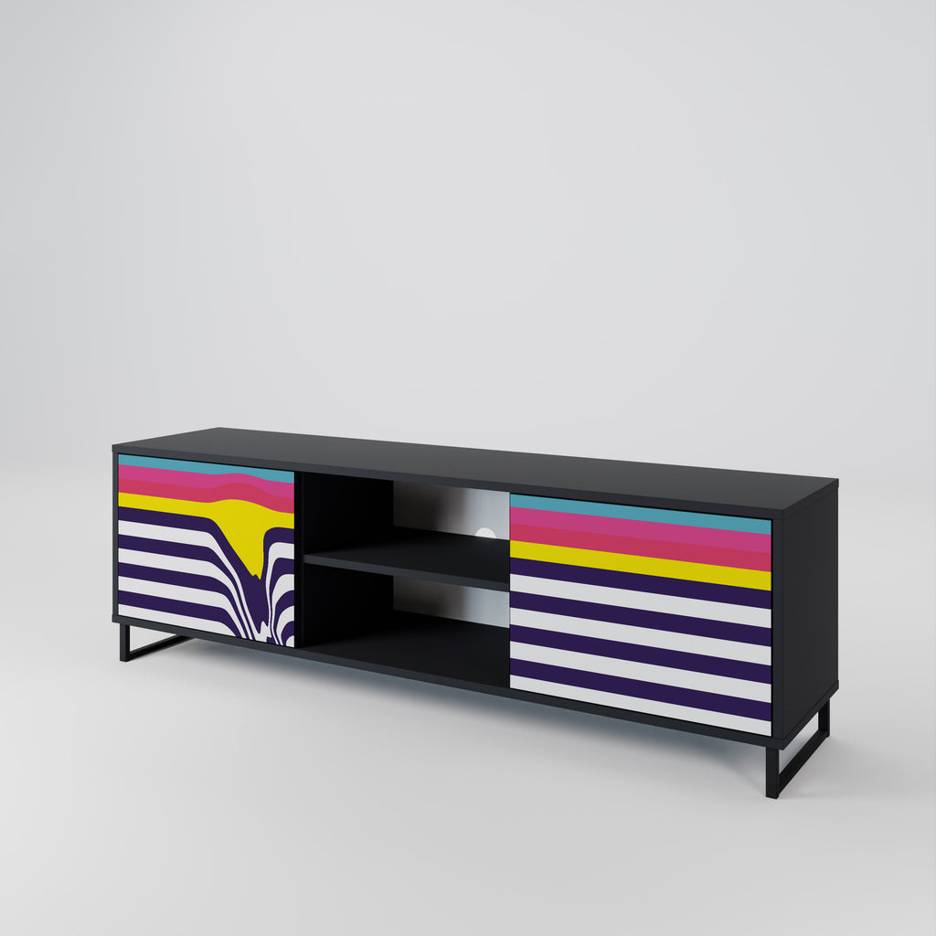 Mueble de TV de 2 puertas COLORFUL DIVERSION con acabado negro