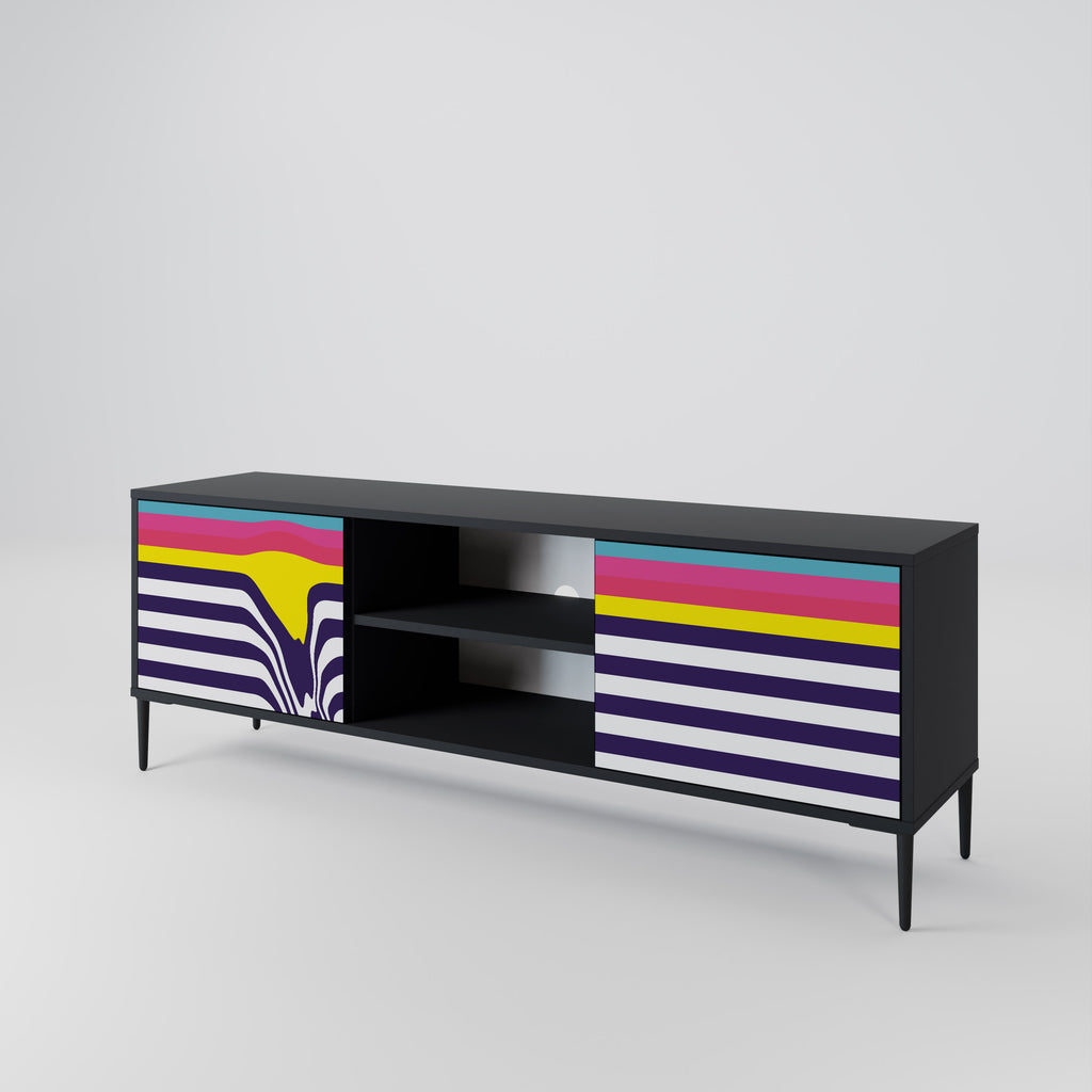 Mueble de TV de 2 puertas COLORFUL DIVERSION con acabado negro