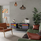 COLORFUL DIVERSION Mueble de TV de 2 Puertas en Acabado Negro