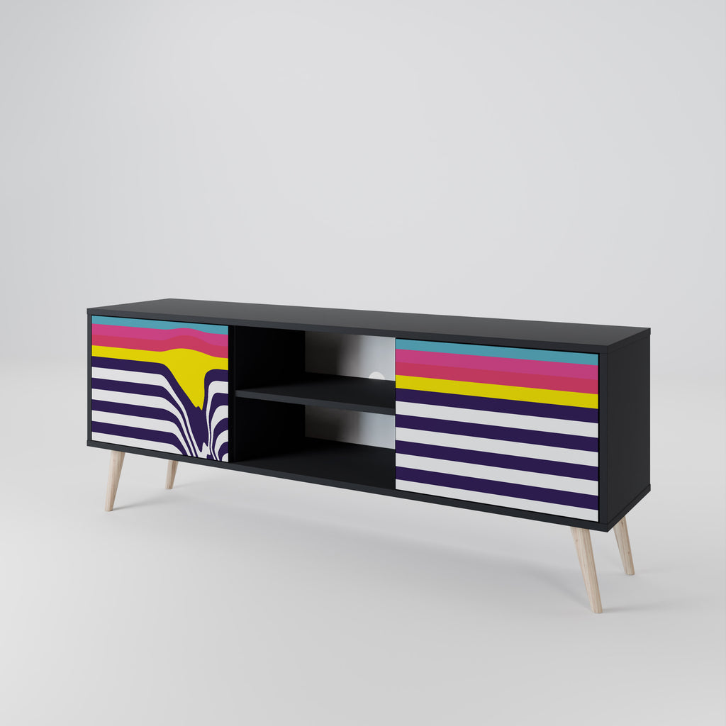Mueble de TV de 2 puertas COLORFUL DIVERSION con acabado negro