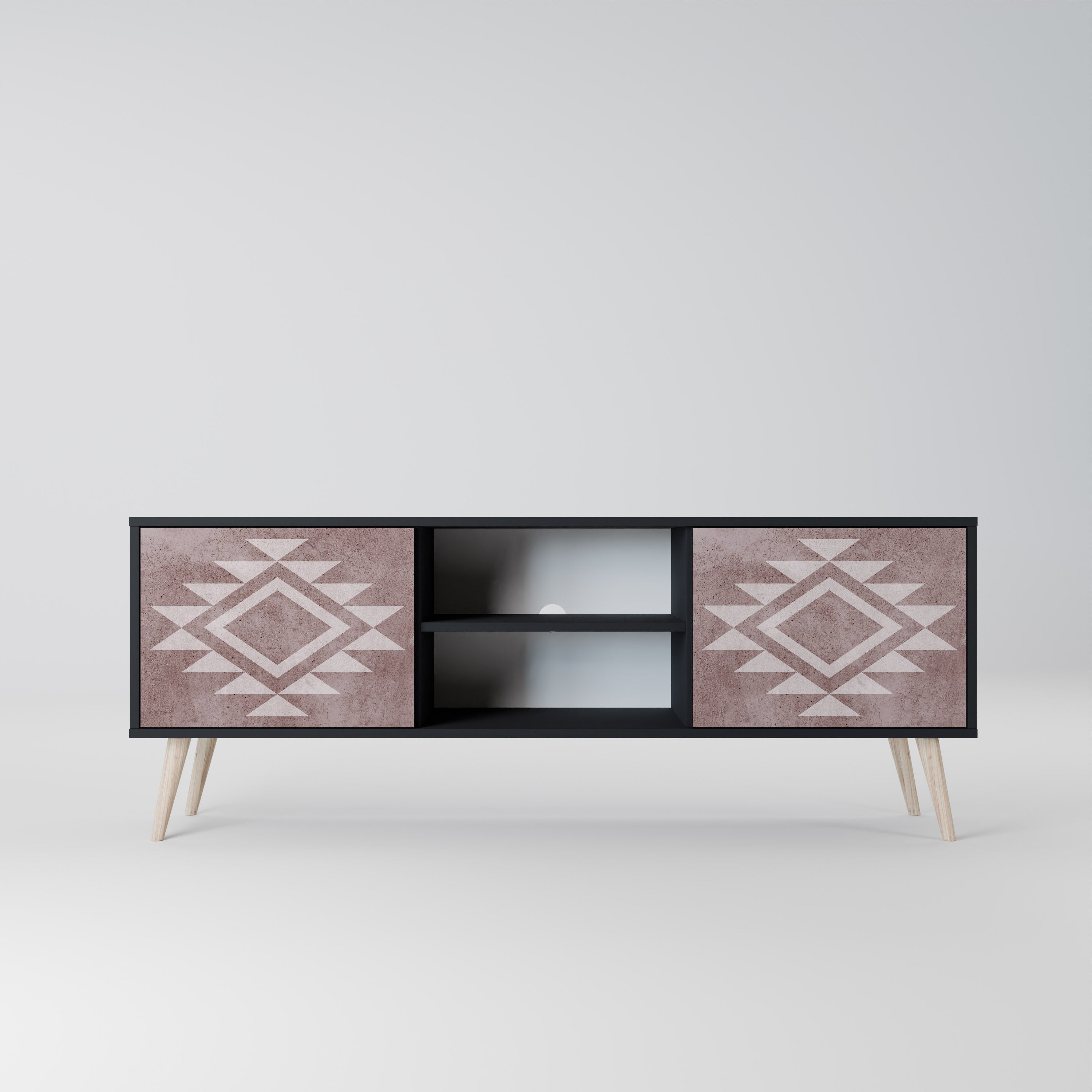 Mueble de TV MARVEL MOSAIC de 2 puertas con acabado negro