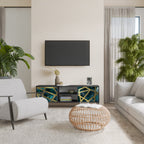 THE LABYRINTH OF GOLD Mueble de TV de 2 Puertas en Acabado Negro