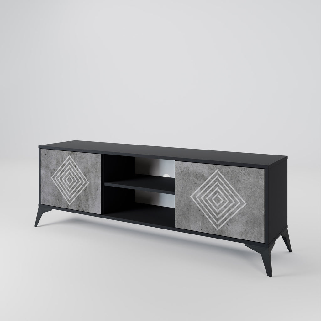 Mueble de TV de 2 puertas POLYGONAL ARTISTRY en acabado negro