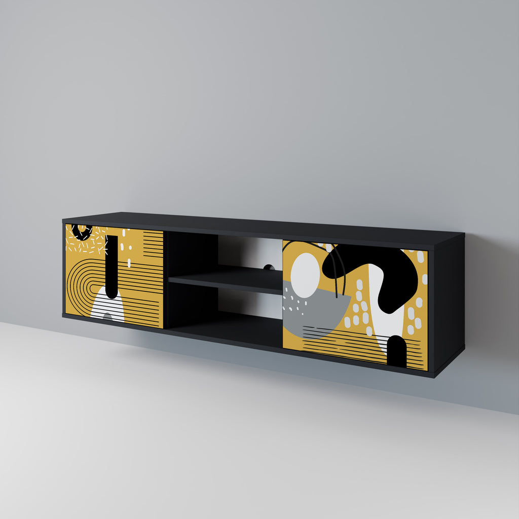 Mueble de TV de 2 puertas SHAPESHIFT SYMPHONY con acabado negro