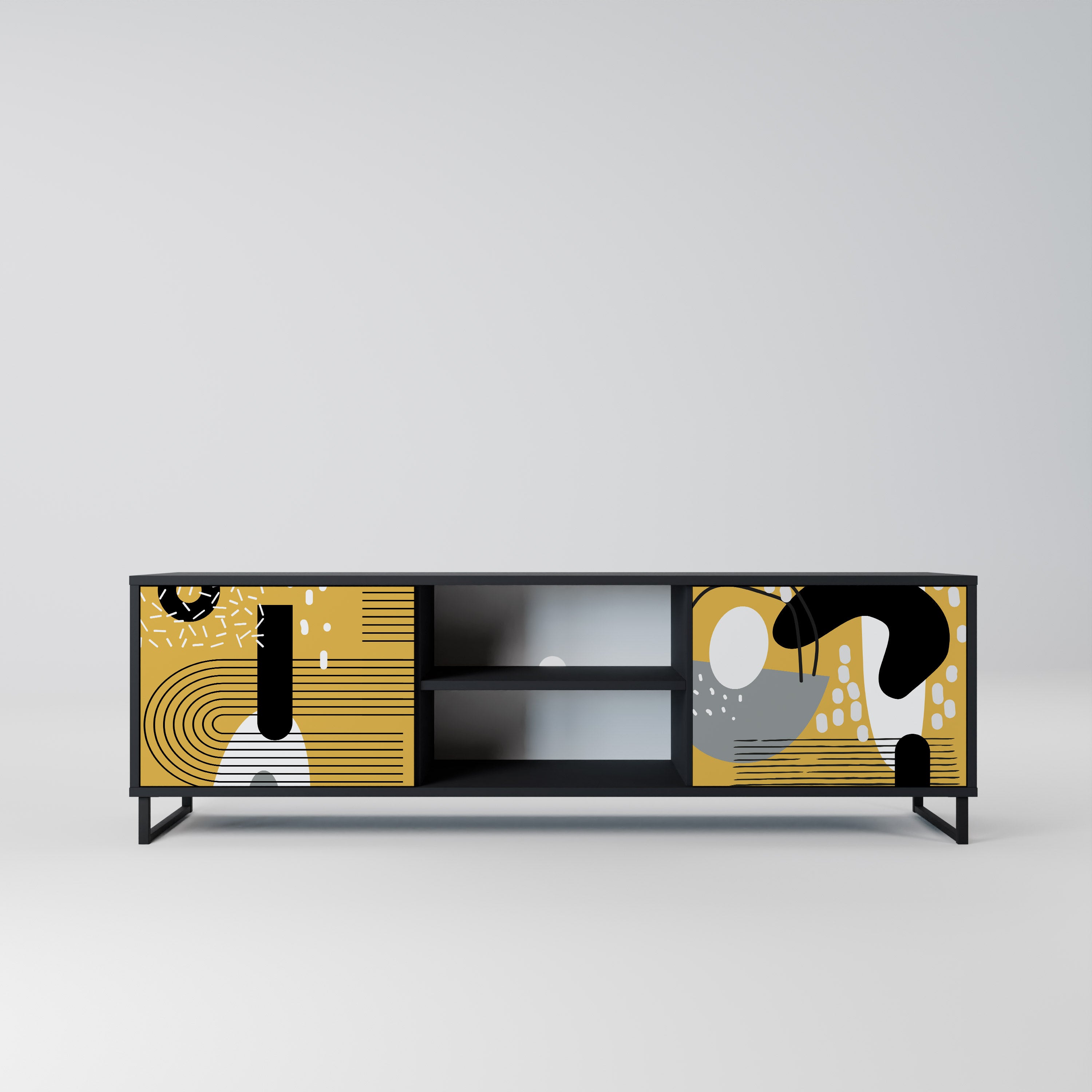 Mueble de TV de 2 puertas SHAPESHIFT SYMPHONY con acabado negro