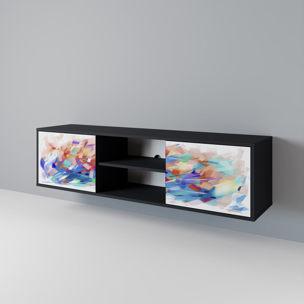 Mueble de TV de 2 puertas FINESSE MASH-UP con acabado negro