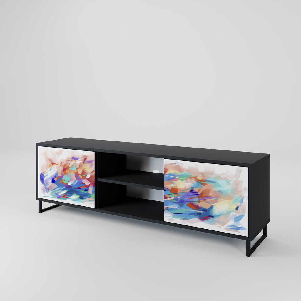 Mueble de TV de 2 puertas FINESSE MASH-UP con acabado negro