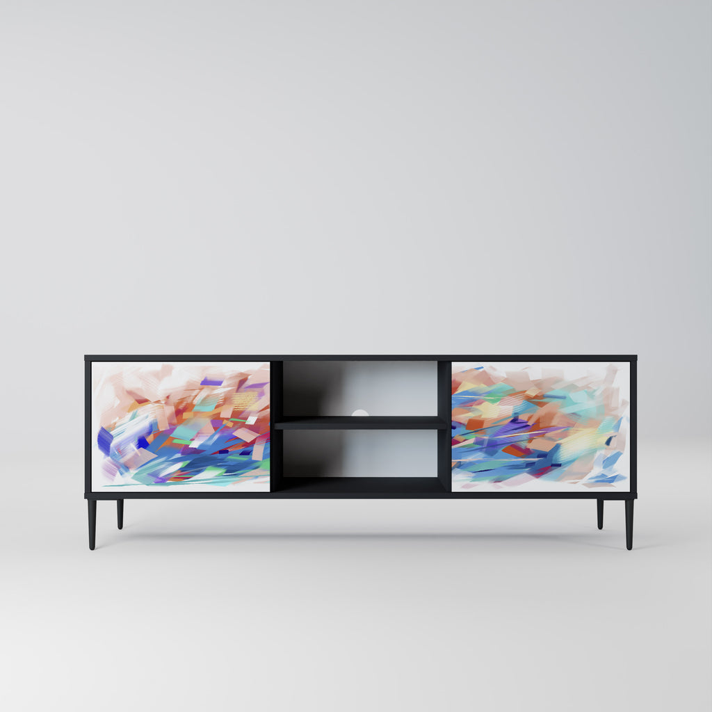 Mueble de TV de 2 puertas FINESSE MASH-UP con acabado negro