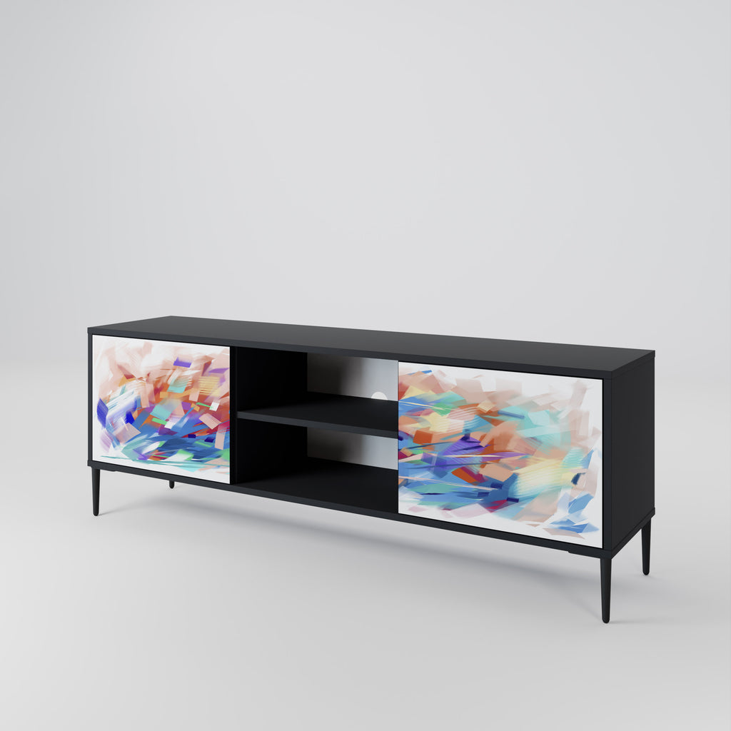 Mueble de TV de 2 puertas FINESSE MASH-UP con acabado negro