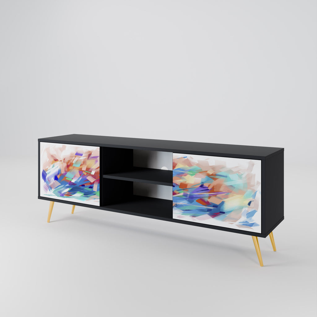 Mueble de TV de 2 puertas FINESSE MASH-UP con acabado negro