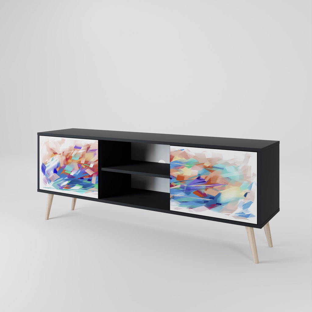 Mueble de TV de 2 puertas FINESSE MASH-UP con acabado negro