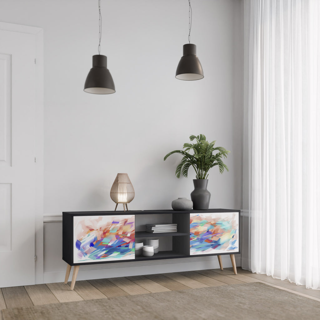 Mueble de TV de 2 puertas FINESSE MASH-UP con acabado negro