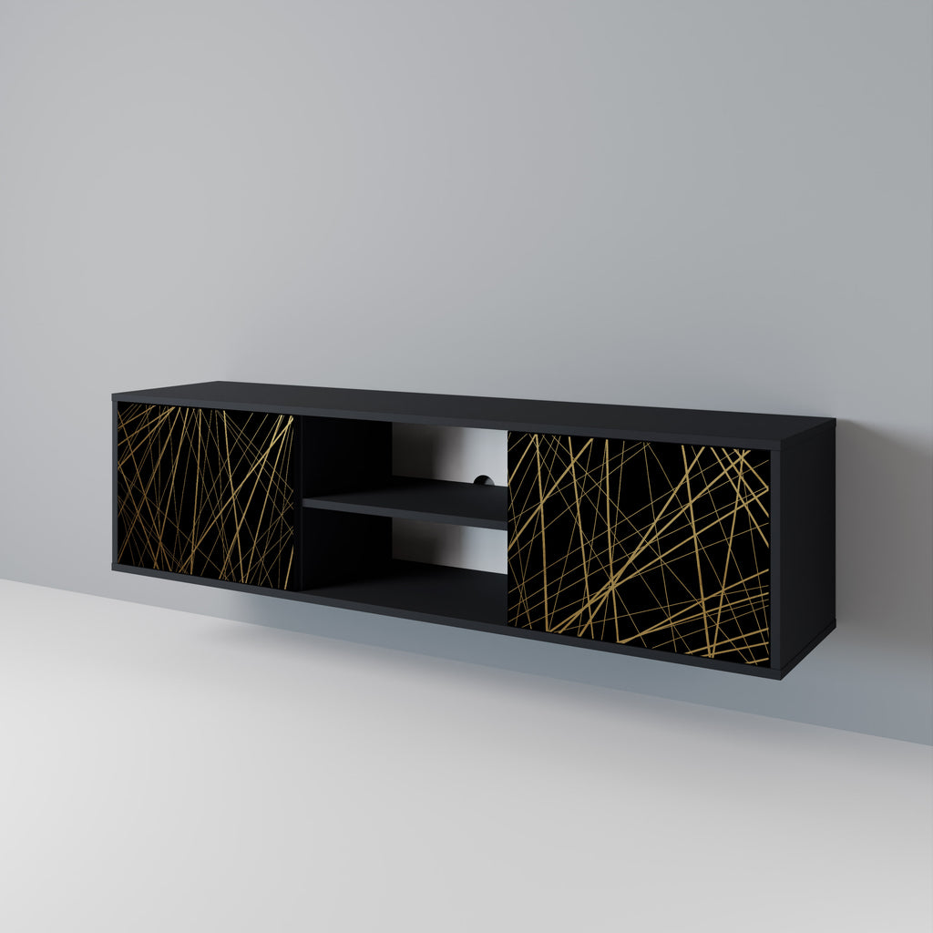 Mueble para TV de 2 puertas BRIGHT MESH con acabado negro