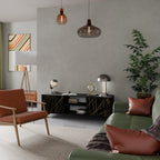 BRIGHT MESH Mueble de TV de 2 Puertas en Acabado Negro