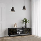 BRIGHT MESH Mueble de TV de 2 Puertas en Acabado Negro