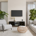 BRIGHT MESH Mueble de TV de 2 Puertas en Acabado Negro