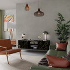 BRIGHT MESH Mueble de TV de 2 Puertas en Acabado Negro