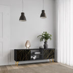 BRIGHT MESH Mueble de TV de 2 Puertas en Acabado Negro