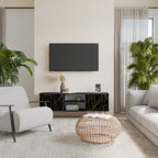 BRIGHT MESH Mueble de TV de 2 Puertas en Acabado Negro