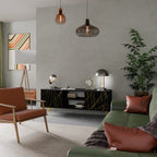 BRIGHT MESH Mueble de TV de 2 Puertas en Acabado Negro