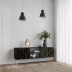 BRIGHT MESH Mueble de TV de 2 Puertas en Acabado Negro