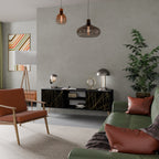 BRIGHT MESH Mueble de TV de 2 Puertas en Acabado Negro