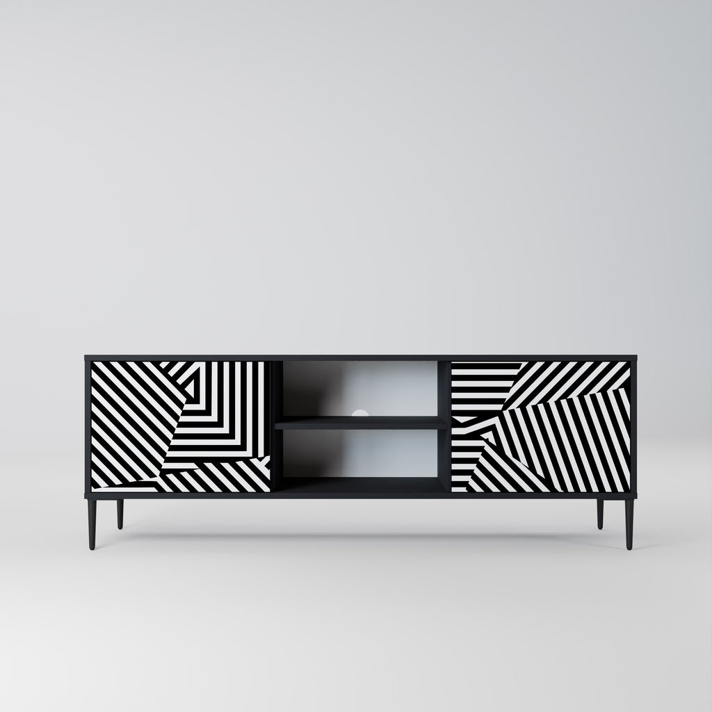 Mueble de TV ILLUSIONARY LATTICE de 2 puertas con acabado negro