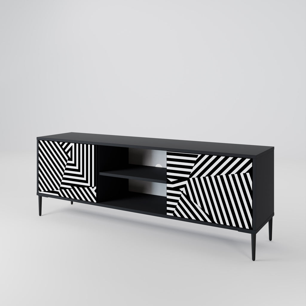 Mueble de TV ILLUSIONARY LATTICE de 2 puertas con acabado negro