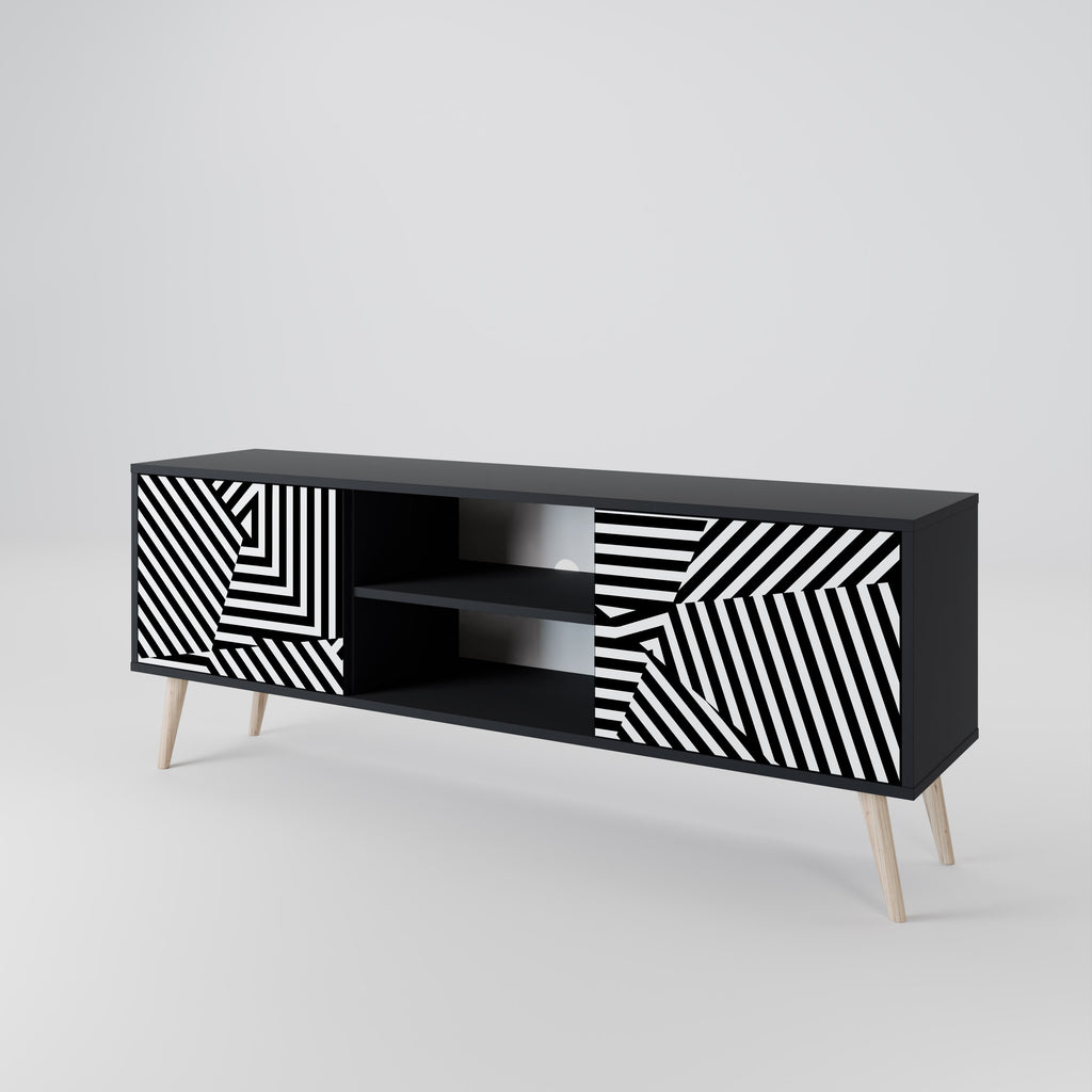 Mueble de TV ILLUSIONARY LATTICE de 2 puertas con acabado negro
