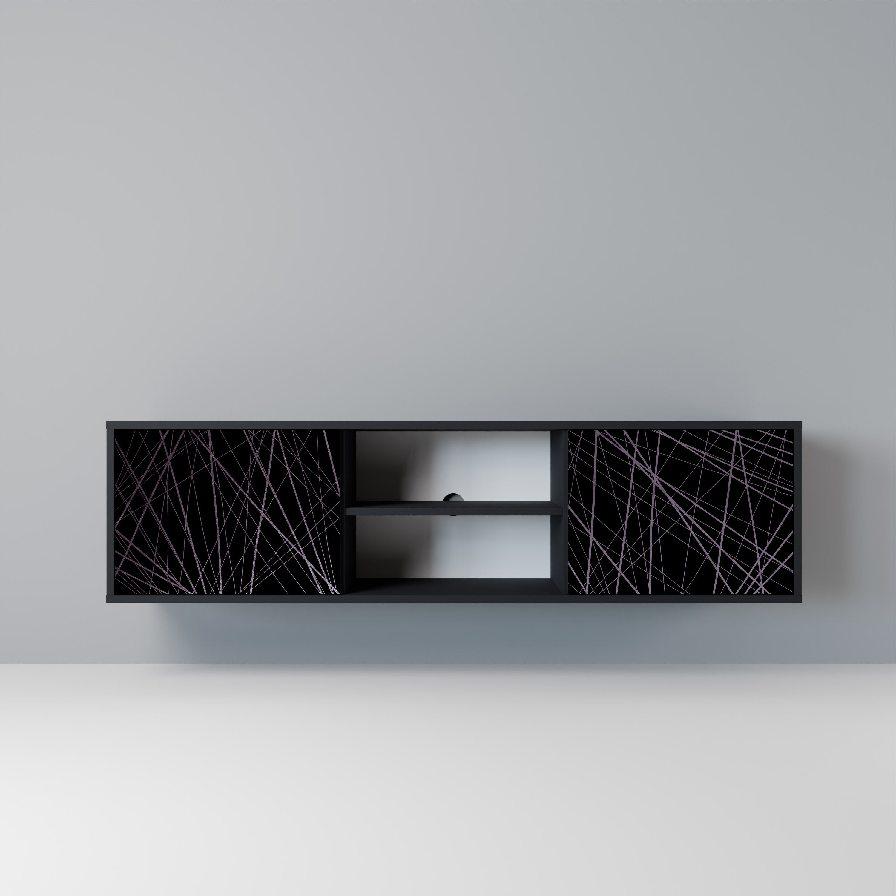 Mueble de TV de 2 puertas SHIMMER SPIDEGRAM con acabado negro