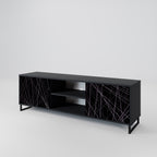 SHIMMER SPIDERGRAM 2-Door TV Stand in Black Finish