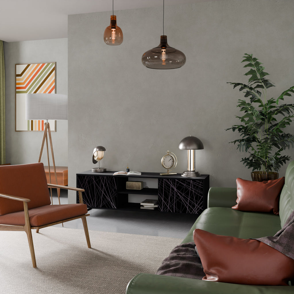 Mueble de TV de 2 puertas SHIMMER SPIDEGRAM con acabado negro