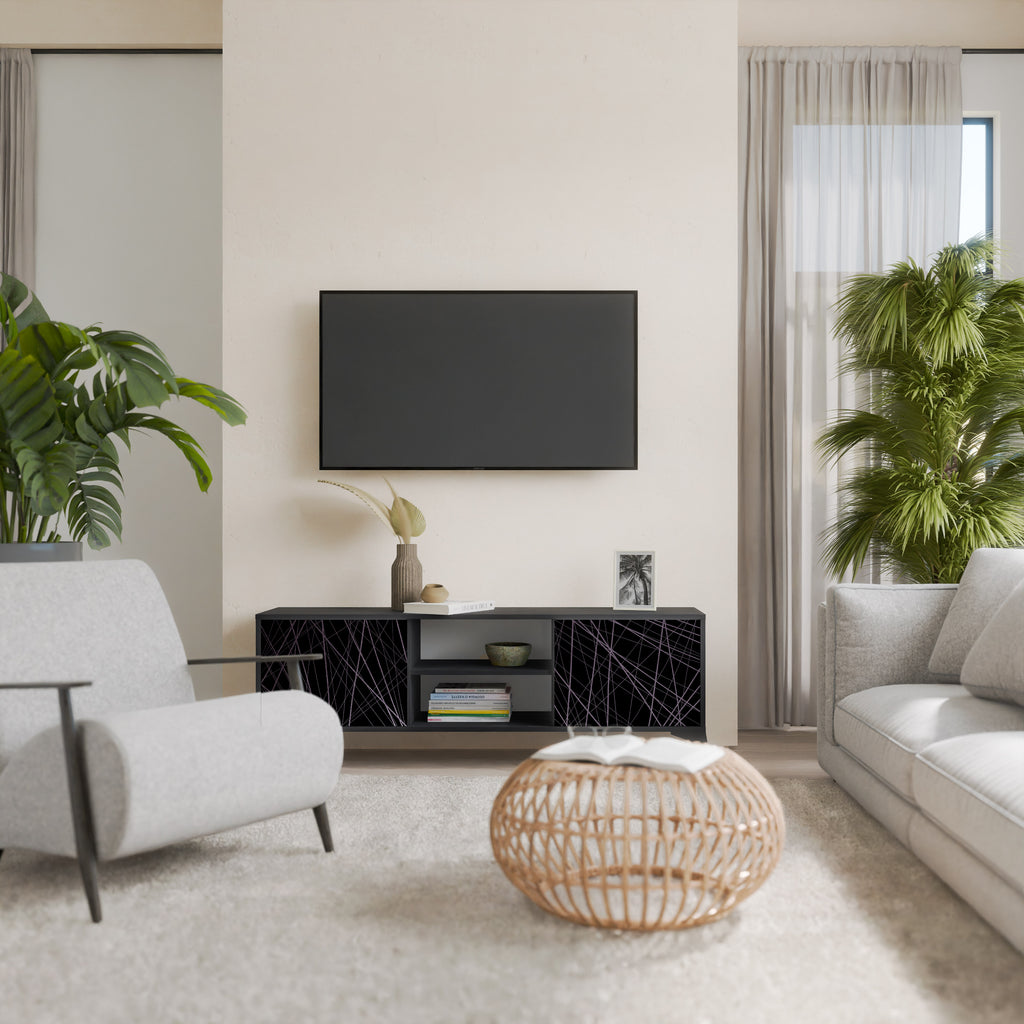 Mueble de TV de 2 puertas SHIMMER SPIDEGRAM con acabado negro