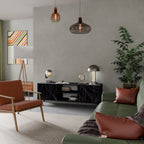 SHIMMER SPIDERGRAM 2-Door TV Stand in Black Finish