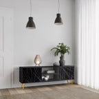 SHIMMER SPIDERGRAM 2-Door TV Stand in Black Finish