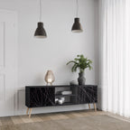 SHIMMER SPIDERGRAM 2-Door TV Stand in Black Finish