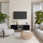 SHIMMER SPIDERGRAM 2-Door TV Stand in Black Finish