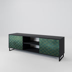 TESSELATED GREENERY Mueble de TV de 2 Puertas en Acabado Negro