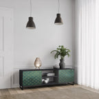 TESSELATED GREENERY Mueble de TV de 2 Puertas en Acabado Negro