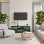 TESSELATED GREENERY Mueble de TV de 2 Puertas en Acabado Negro