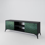 TESSELATED GREENERY Mueble de TV de 2 Puertas en Acabado Negro