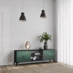 TESSELATED GREENERY Mueble de TV de 2 Puertas en Acabado Negro