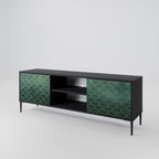 TESSELATED GREENERY Mueble de TV de 2 Puertas en Acabado Negro