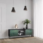 TESSELATED GREENERY Mueble de TV de 2 Puertas en Acabado Negro
