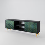 TESSELATED GREENERY Mueble de TV de 2 Puertas en Acabado Negro